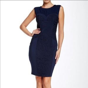 London Dress Company Glenda Lace Sheath Dress Navy